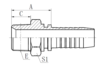      BSPT 外丝接头  型号 螺纹E 软管内径 HOSE BORE 尺寸DIMENSIONS  PART NO THREAD E 公称内径DN 标号DASH A C S1  F0-130-02-03 R1/8"X28 5 03 22 10 12  F0-130-02-04 R1/8"X28 6 04 22.5 10 12  F0-130-04-04 R1/4"X19 6 04 27 14.5 14  F0-130-04-05 R1/4"X19 8 05 25 15.4 14  F0-130-04-06 R1/4"X19 10 06 27 14.5 17  F0-130-06-04 R3/8"X19 6 04 27.5 15 17  F0-130-06-05 R3/8"X19 8 05 26.5 15 17  F0-130-06-06 R3/8"X19 10 06 27.5 15 17  F0-130-06-08 R3/8"X19 12 08 30 15 19  F0-130-08-06 R1/2"X14 10 06 34.5 20 22  F0-130-08-08 R1/2"X14 12 08 35 20 22  F0-130-08-10 R1/2"X14 6 10 38 20 22  F0-130-08-12 R1/2"X14 20 12 38 20 27  F0-130-12-08 R3/4"X14 12 08 37 20 27  F0-130-12-10 R3/4"X14 16 10 38 20 27  F0-130-12-12 R3/4"X14 20 12 38.5 20 27  F0-130-12-16 R3/4"X14 25 16 39.5 20 32  F0-130-16-12 R1"X11 20 12 44 25.5 36  F0-130-16-16 R1"X11 25 16 45 25.5 36  F0-130-20-20 R1.1/4"X14 32 20 49.5 26.5 46  F0-130-24-24 R1.1/4"X14 40 24 51.5 26.5 50  F0-130-32-24 R1.1/2"X14 40 24 57 30 65  F0-130-32-32 R2"X14 50 32 57 30 65  注：如需SS304材质型号为F0-130S-**-** , 材质可选 S：SS304 SS：SS316 C：碳钢        NPT外丝接头  型号 螺纹E 软管内径 HOSE BORE 尺寸DIMENSIONS  PART NO THREAD E 公称内径DN 标号DASH A C S1  F0-156S-02-03 Z1/8"X27 5 03 22.5 10.5 12  F0-156S-02-04 Z1/8"X27 6 04 22.5 10.5 12  F0-156S-04-03 Z1/4"X18 5 03 27.5 15 17  F0-156S-04-04 Z1/4"X18 6 04 28 15 17  F0-156S-04-05 Z1/4"X18 8 05 28 15 17  F0-156S-04-06 Z1/4"X18 10 06 27 15 17  F0-156S-06-04 Z3/8"X18 6 04 28 16 19  F0-156S-06-05 Z3/8"X18 8 05 28 16 19  F0-156S-06-06 Z3/8"X18 10 06 30 16 19  F0-156S-06-08 Z3/8"X18 12 08 30.5 16 19  F0-156S-08-06 Z1/2"X14 10 06 34.5 19.5 22  F0-156S-08-08 Z1/2"X14 12 08 34.5 19.5 22  F0-156S-08-10 Z1/2"X14 16 10 36 19.5 22  F0-156S-12-08 Z3/4"X14 12 08 37.5 19.5 27  F0-156S-12-10 Z3/4"X14 16 10 38 19.5 27  F0-156S-12-12 Z3/4"X14 20 12 38.5 19.5 27  F0-156S-12-16 Z3/4"X14 25 16 39.5 19.5 32  F0-156S-16-10 Z1"X11.5 16 10 45 25.5 36  F0-156S-16-12 Z1"X11.5 20 12 45 25.5 36  F0-156S-16-16 Z1"X11.5 25 16 44.5 25.5 36  F0-156S-20-16 Z1.14"X11.5 25 16 49.5 26.5 46  F0-156S-20-20 Z1.14"X11.5 32 20 49 26.5 46  F0-156S-24-24 Z1.12"X11.5 40 24 51 27.5 50  F0-156S-32-32 Z2"X11.5 50 32 55 27.5 65  注：如需SS316材质编码为F0-156SS-xx-xx , 材质可选 S：SS304 SS：SS316 C：碳钢        G螺纹外丝接头  型号 螺纹E 软管内径 HOSE BORE 尺寸DIMENSIONS  PART NO THREAD E 公称内径DN 标号DASH A C S1  F0-126S-02-03 G1/8"X28 5 03 22 10 12  F0-126S-04-04 G1/4"X19 6 04 24.5 12 14  F0-126S-06-05 G3/8"X19 8 05 26 13.5 17  F0-126S-06-06 G3/8"X19 10 06 27.5 13.5 17  F0-126S-06-08 G3/8"X19 12 08 26.5 16 19  F0-126S-08-06 G1/2"X14 10 06 30.5 16 22  F0-126S-08-08 G1/2"X14 12 08 31 17.5 22  F0-126S-10-08 G5/8"X14 12 08 32.5 17.5 24  F0-126S-10-10 G5/8"X14 16 10 33.5 18.5 24  F0-126S-12-08 G3/4"X14 12 08 35.5 18.5 27  F0-126S-12-10 G3/4"X14 16 10 37 18.5 27  F0-126S-12-12 G3/4"X14 20 12 36.5 20.5 27  F0-126S-16-12 G1"X11 20 12 40.5 20.5 36  F0-126S-16-16 G1"X11 25 16 41.5 20.5 36  F0-126S-20-16 G1.1/4"X11 25 16 43.5 20.5 46  F0-126S-20-20 G1.1/4"X11 32 20 44.5 20.5 46  F0-126S-24-20 G1.1/2"X11 32 20 49 23 50  F0-126S-24-24 G1.1/2"X11 40 24 46 23 50  F0-126S-32-32 G2"X11 50 32 53.5 25.5 65  注：如需SS316材质编码为F0-126SS-xx-xx , 材质可选 S：SS304 SS：SS316 C：碳钢    产品：外丝接头  品牌：RIGFLEX 工业接头 低压接头  简介：RIGFLEX外丝接头，广泛用于海洋、石油、化工、港口、矿山、汽车、农业、航天工程，工业建设，城市建设等连接领域。